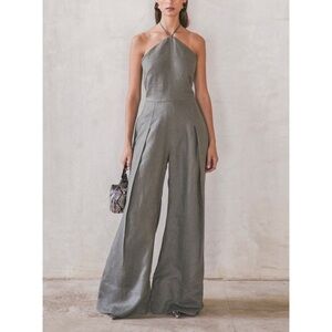 NWT Cult Gaia Linen Wide-Leg Yasmina Halter Jumpsuit
